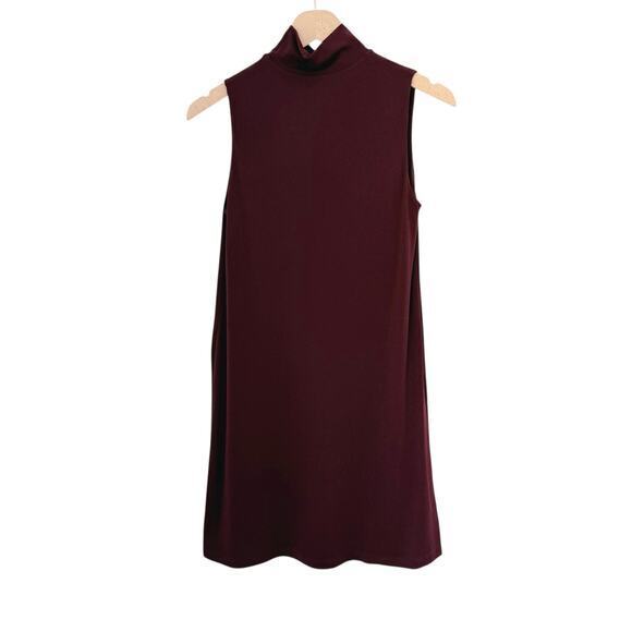 Susana Monaco Sleeveless Mock Neck Mini Dress Burgundy Size XS - Picture 2 of 4